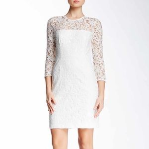 4.collective White Lace Illusion Long Sleeve Dress